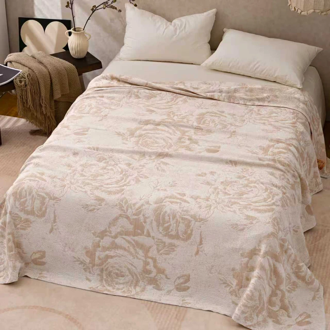 （瑰意双人盖毯230×250cm）亲肤四季通用床盖简约风沙发毯