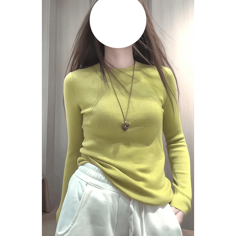 韩系显瘦休闲百搭长袖针织衫女秋冬新款大码胖MM洋气减龄内搭上衣