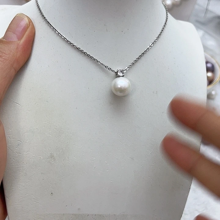 合金淡水珍珠白珠银色戴妃