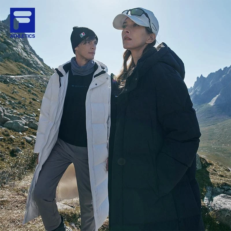 斐乐情侣长款羽绒服冬季户外男女运动保暖连帽外套A51M441901F