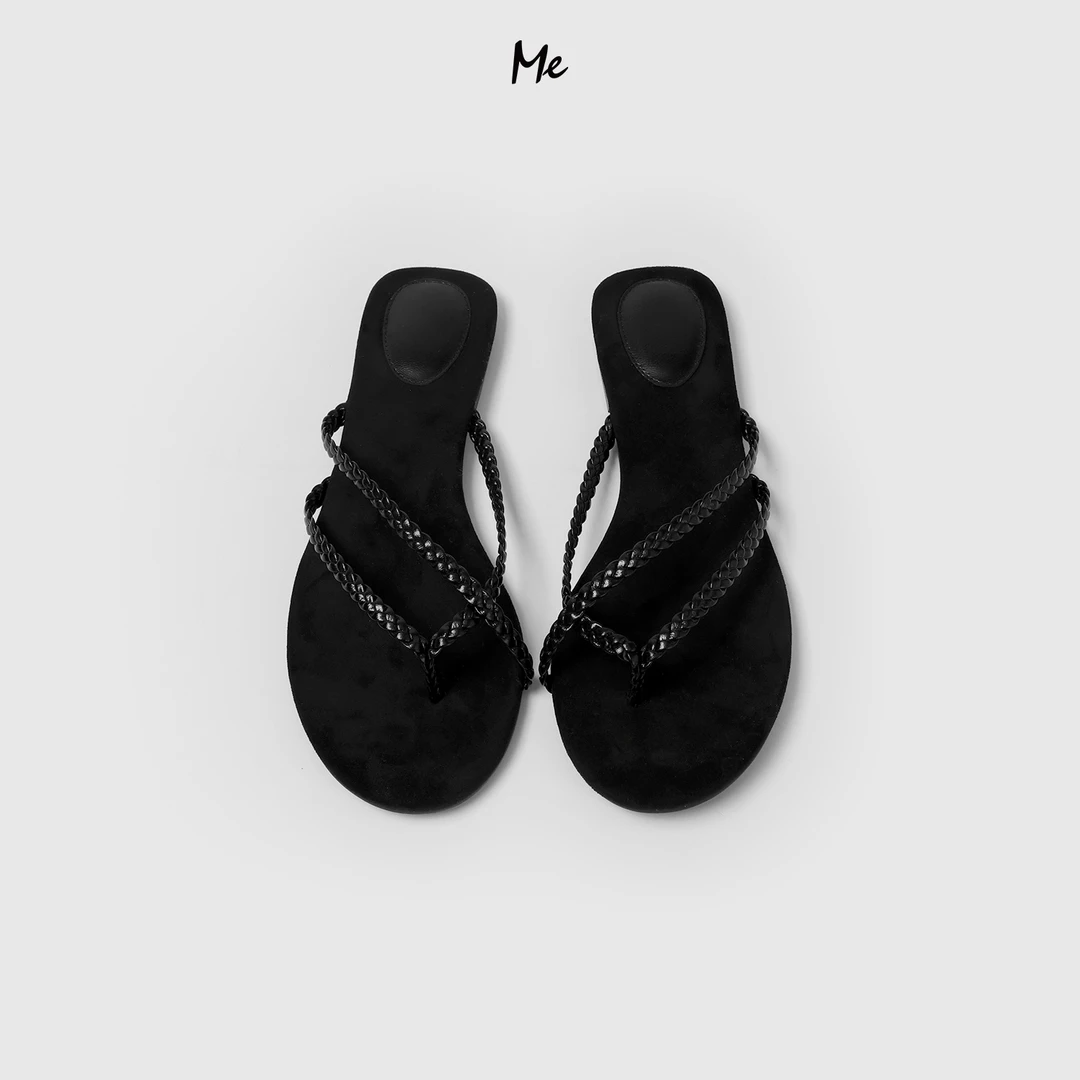 ME【编织度假鞋】磨砂山羊皮夹趾设计时尚女士人字拖鞋子MESS1165