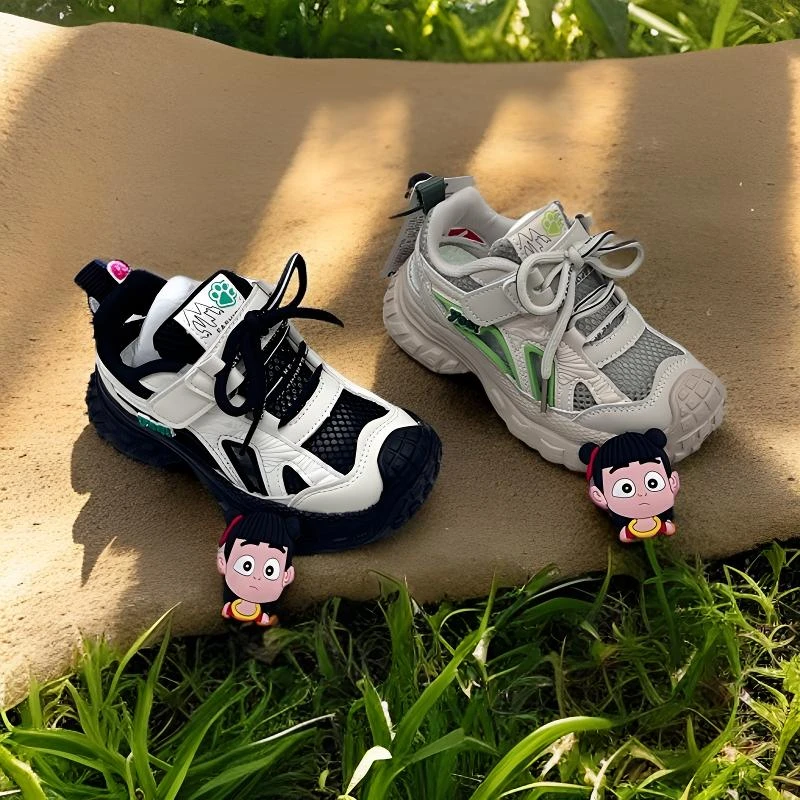 儿童夏季新款框子鞋防踢透气超轻男童女童休闲魔术贴运动鞋8726