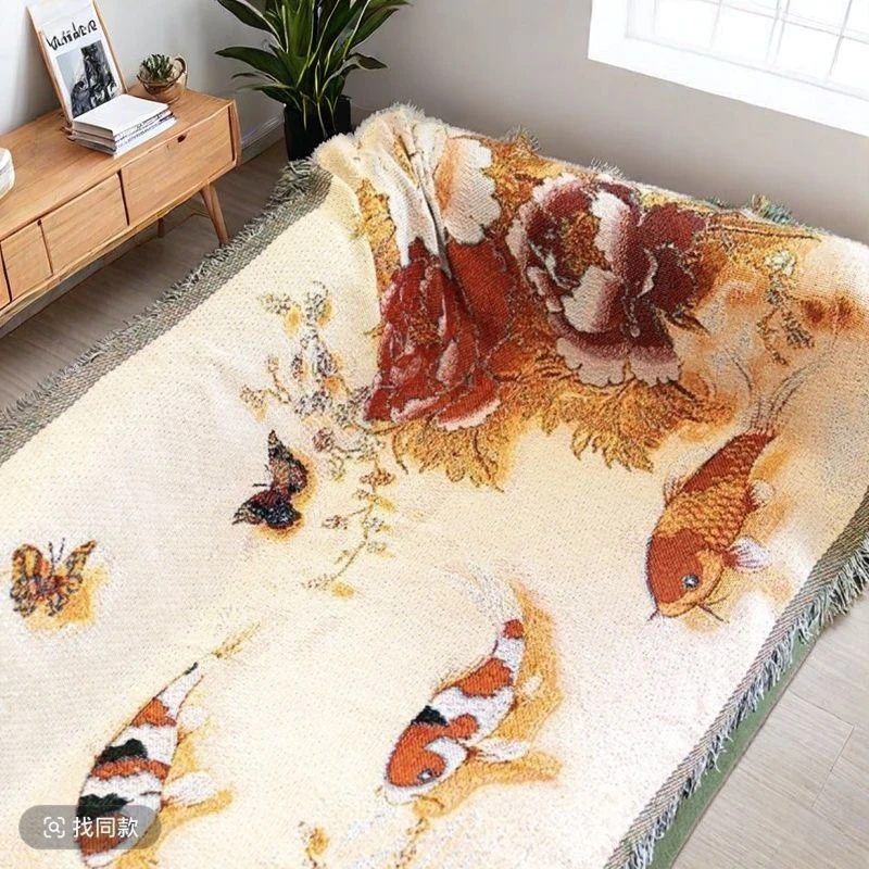 18【连年有余】新年流苏款沙发巾多层沙发垫民族风沙发垫85*180cm