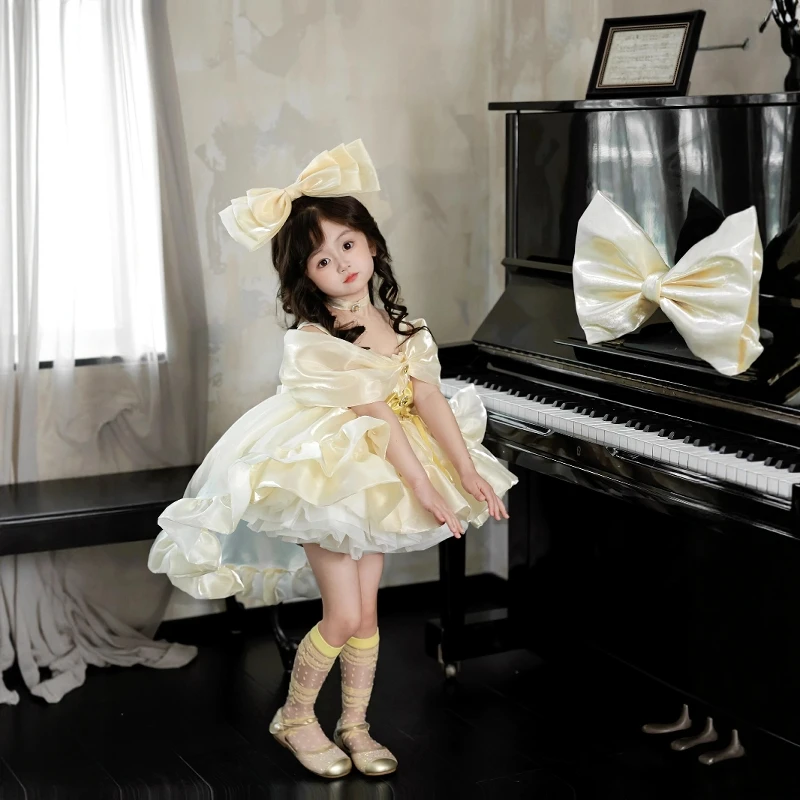 洛丽塔高端生日女童公主礼服裙蓬蓬2025新款儿童钢琴演出花童高定