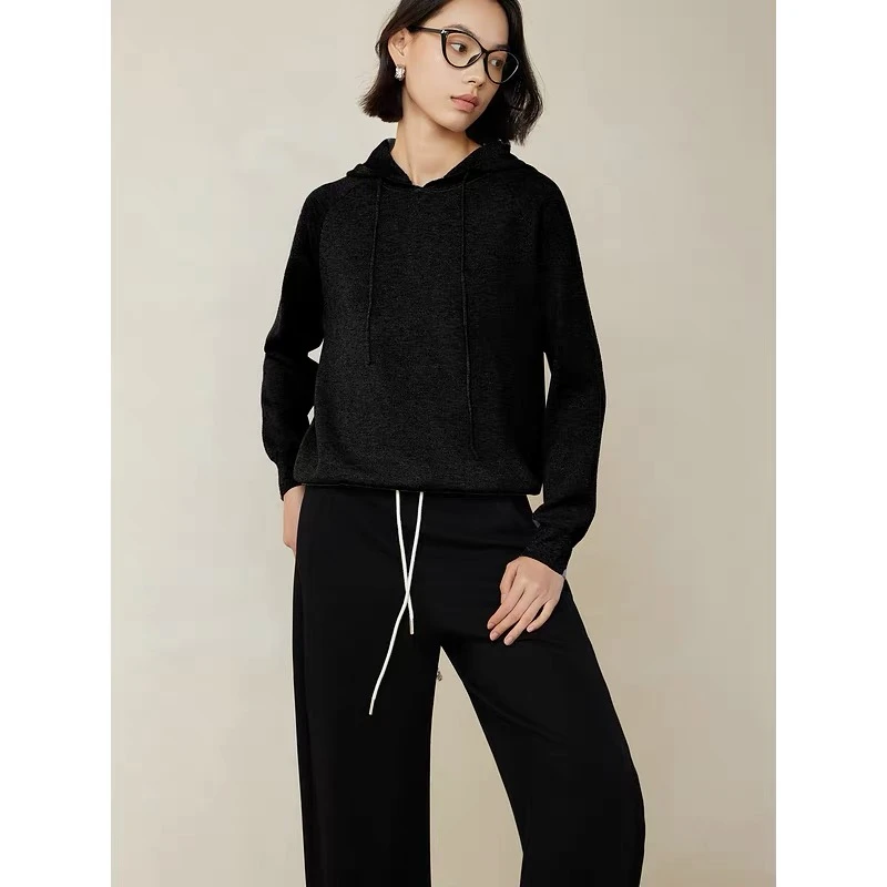 GEJIN/歌锦欧美风原厂羊毛 宽松廓型连帽针织衫女