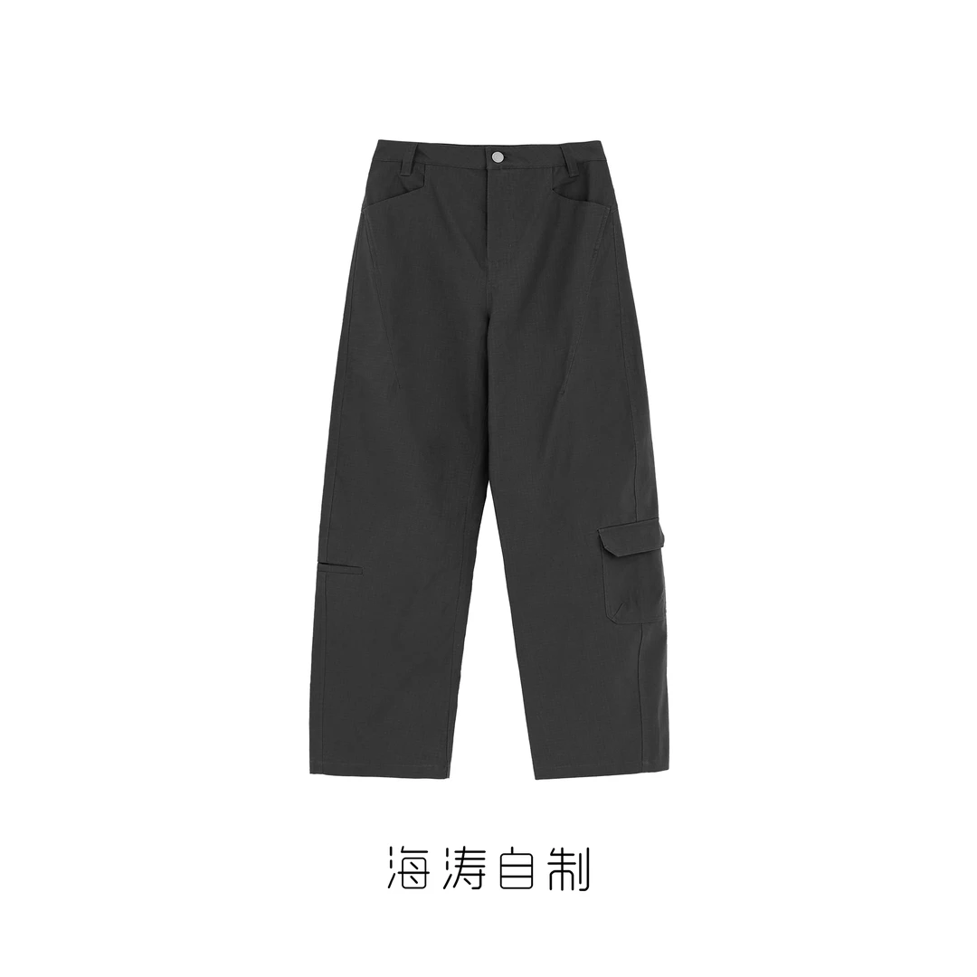 【海涛大叔】「伐木裤」100%棉设计款不对称侧口袋酵洗工装裤 KZ-339Z