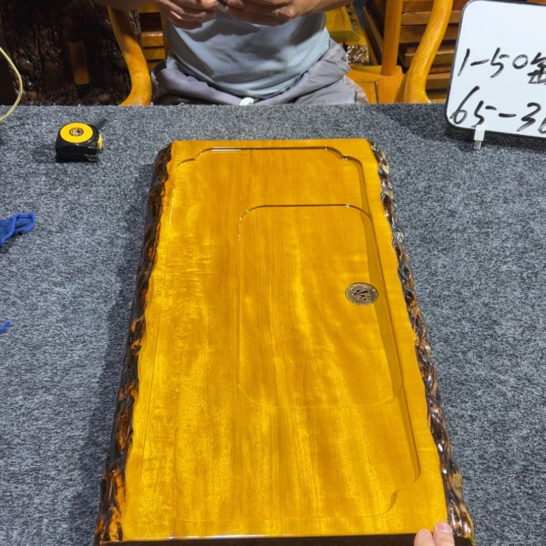 缅甸大叶金丝楠实木茶盘