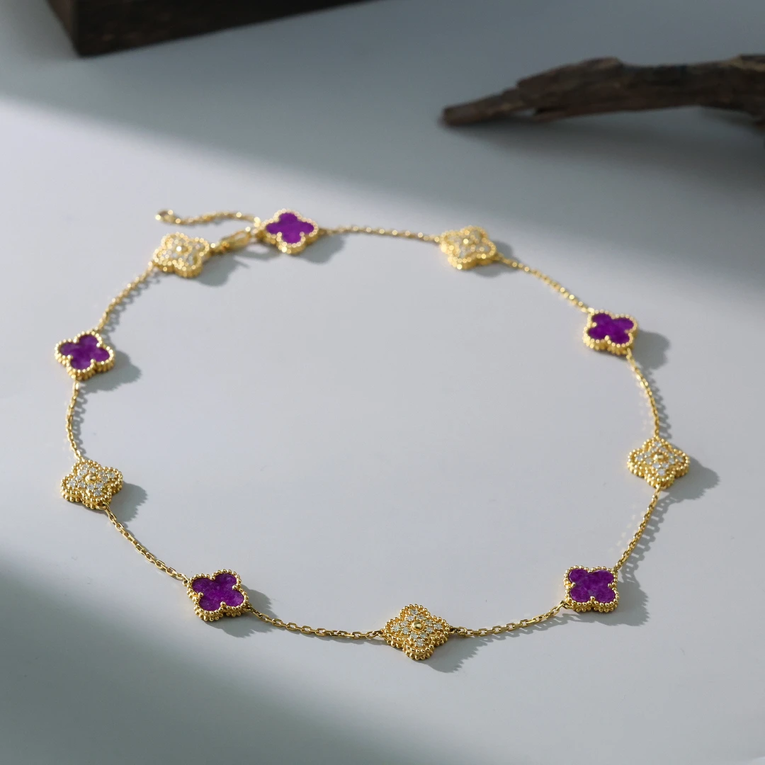 【思嘉】典藏系列 · 18K桃红果酱四叶草项链5花|多样性发一 BG0026