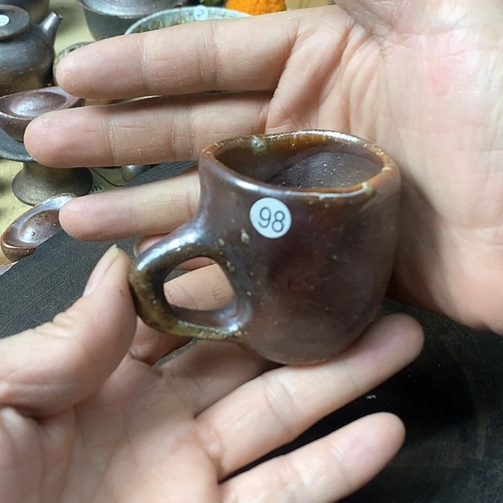 杯手工粗陶、柴烧茶器40c c