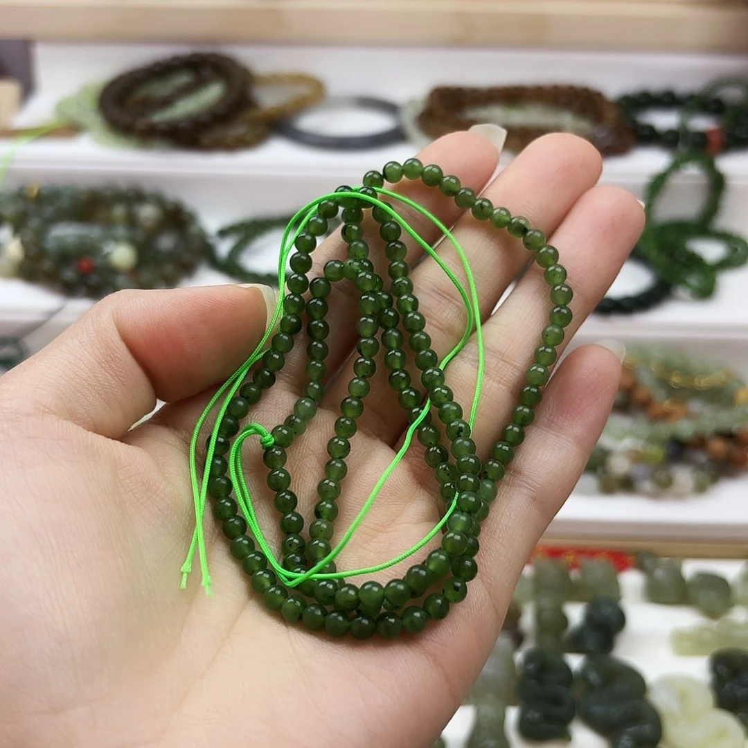 和田玉颈饰未镶嵌4mm碧玉