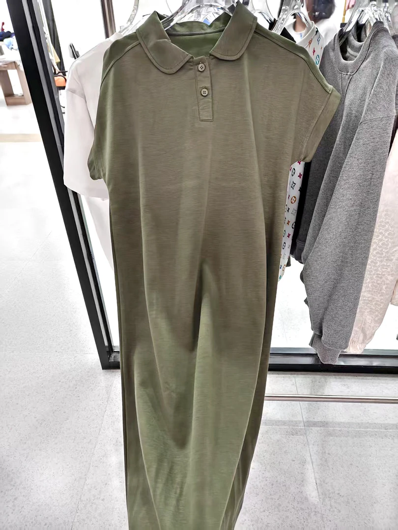 QN222 2025夏季新款铜氨丝连衣裙韩版气质百搭长裙显瘦纯色Polo裙