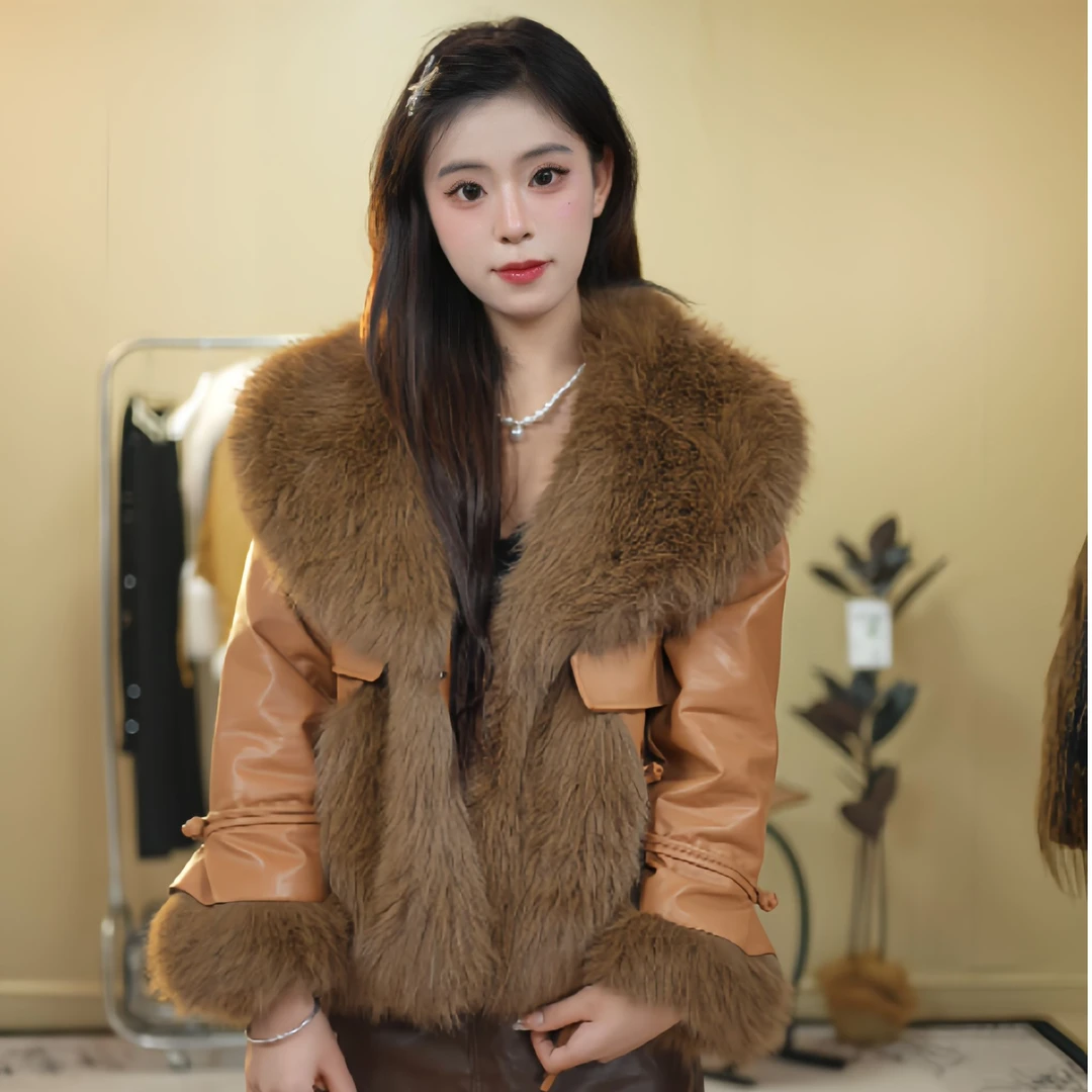 2024新款毛毛草时尚外套百搭女士加厚秋冬韩版