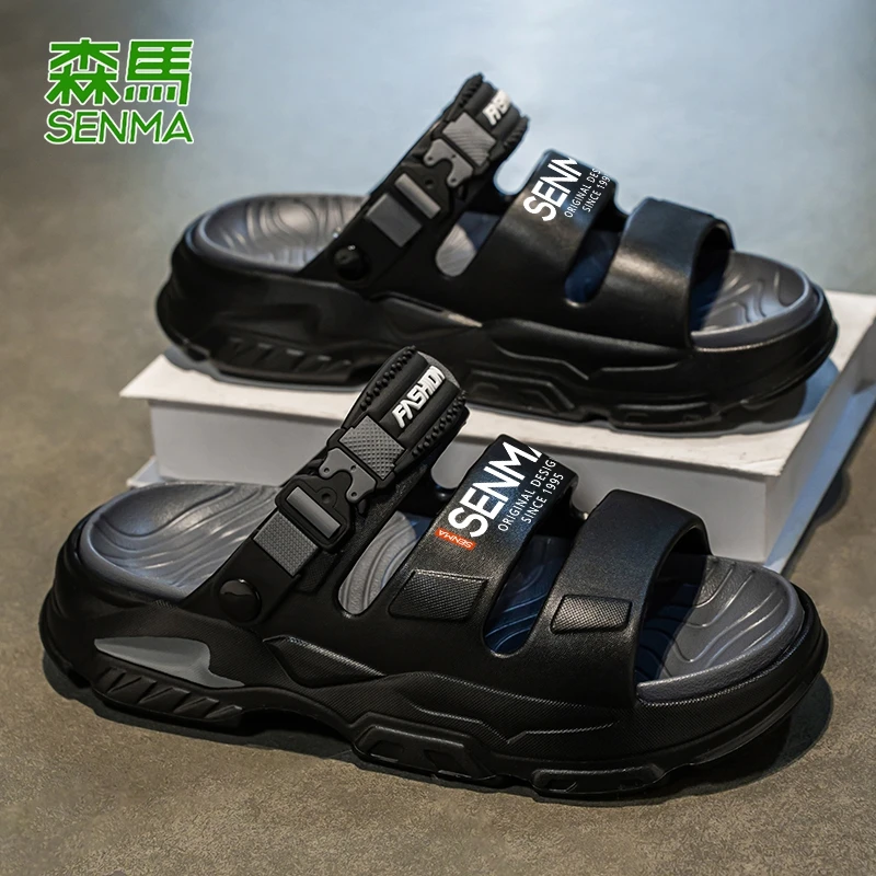 SENMA/森马凉鞋男夏季外穿防滑踩屎感厚底户外运动开车两用沙滩鞋