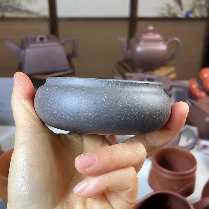 紫砂茶杯老***m全手天青容量150