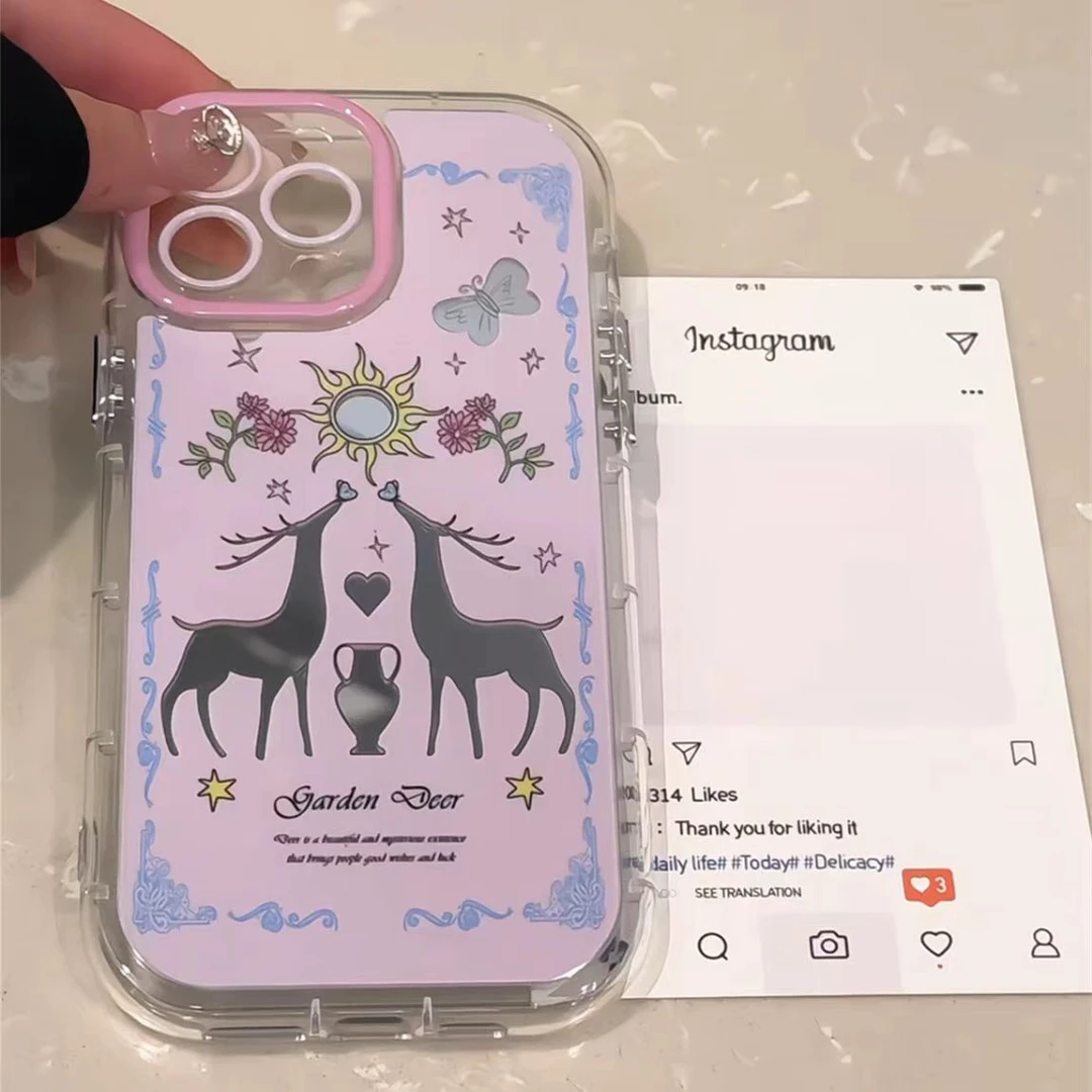 爱心小羊镜透明适用于苹果手机壳iPhone华为VIVO小米OPPO荣耀IQOO