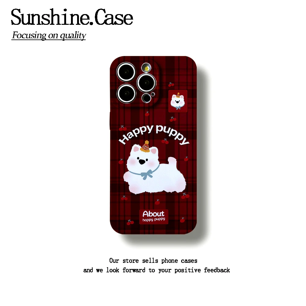 樱桃狗狗软壳适用苹果oppo华为vivo小米手机壳防摔创意ins