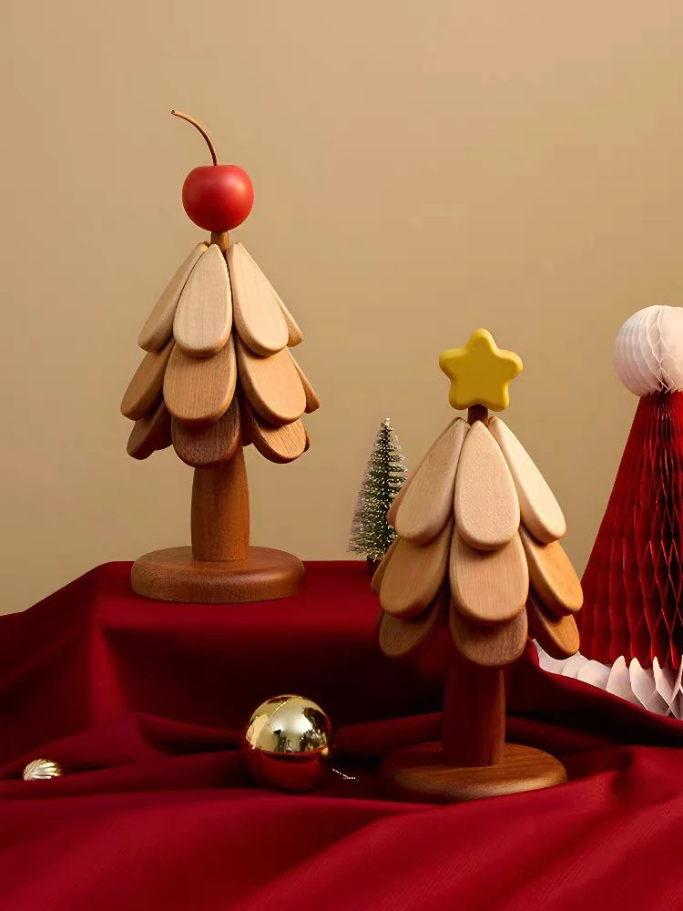 高级感隔热垫圣诞树餐桌摆件实木防烫家用一棵树创意厨房置物架