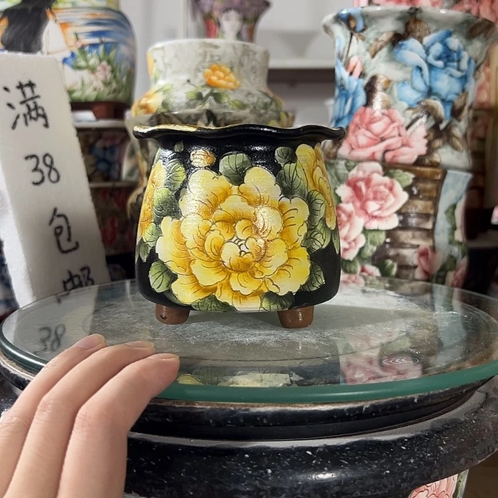 景德镇手绘花盆满38包邮偏远地区除外