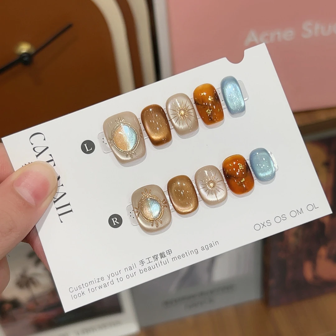 “月亮女神”美甲穿戴甲显白高级百搭猫眼秋冬美甲10片装