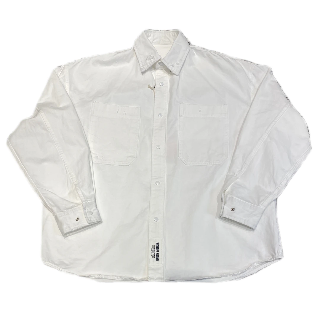 25ss定制磨破阔板硬挺净版衬衫