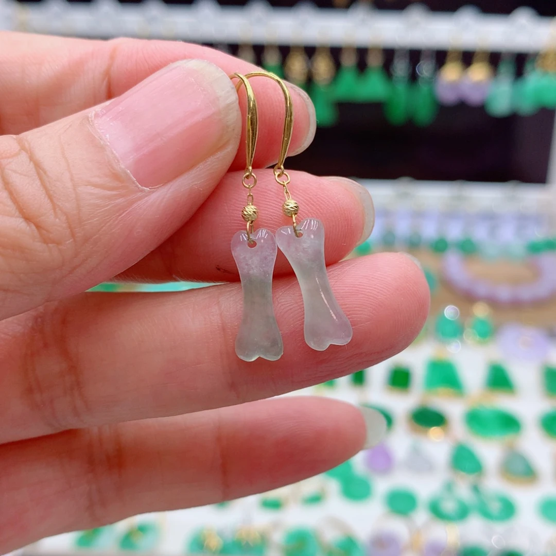 翡翠18K金镶嵌耳饰