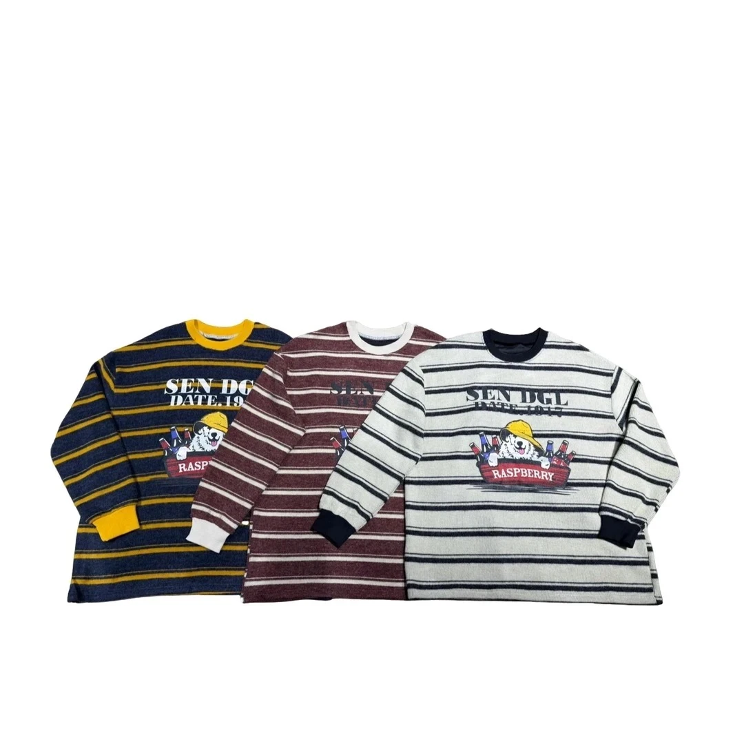 【狗狗条纹】  快乐水条纹8019加绒保暖圆领打底