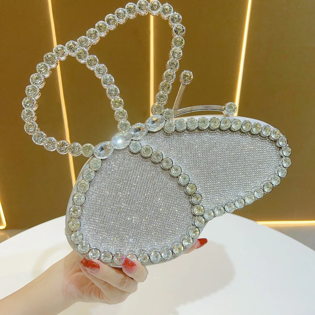 Missingyou韩新款斜跨单肩包时尚满钻晚宴包气质小众百搭名媛包包