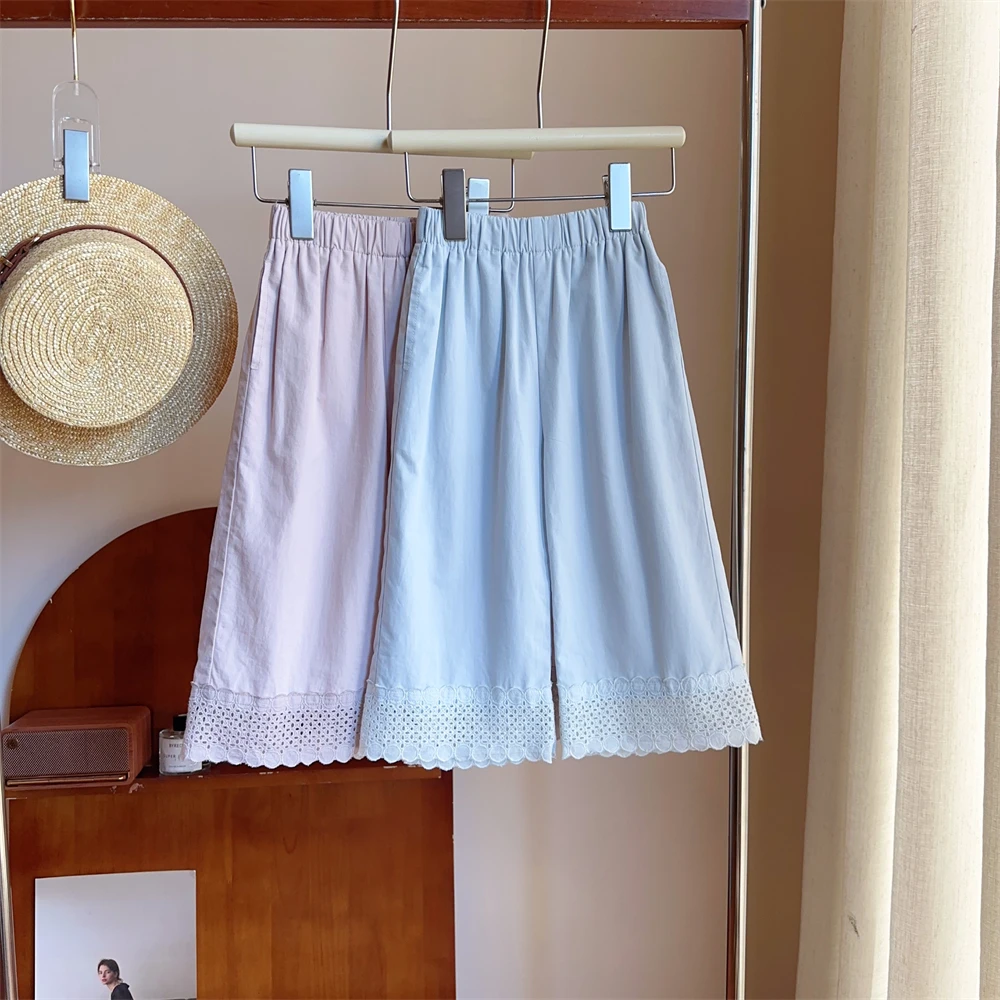 现货【凯莉】纯棉6062夏装直筒女宝九分裤女童百搭松紧腰裤子