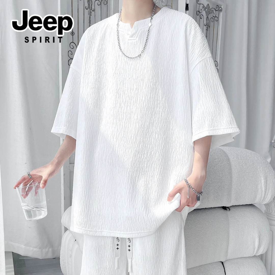 吉普潮牌男士短袖t恤男2025夏季青年潮流新款百搭宽松休闲半袖t恤