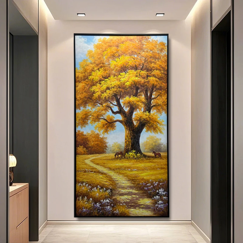 《秋韵》玄关装饰画入户壁画走廊立体客厅挂画背景墙墙壁挂画