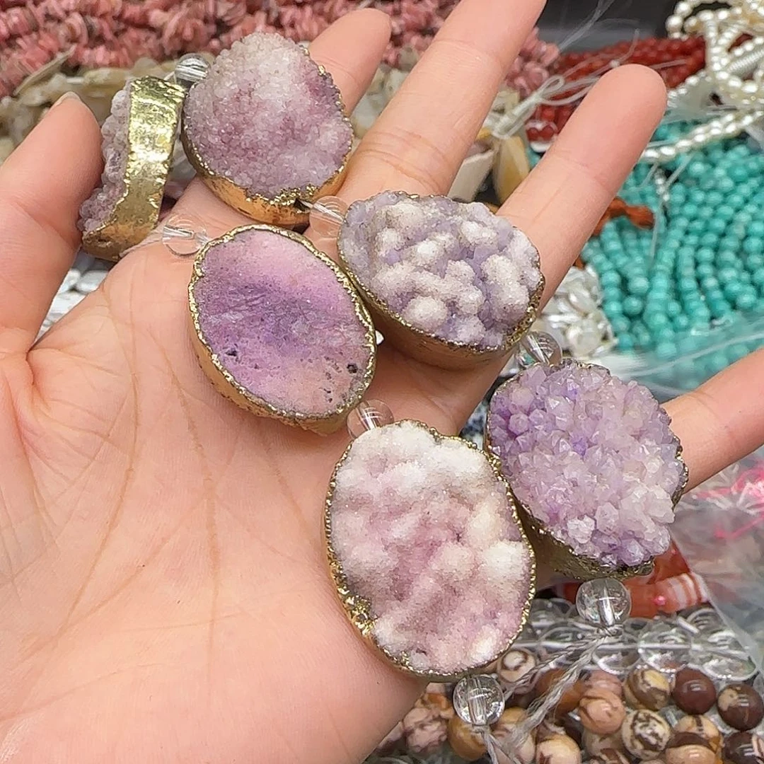 玛瑙/玉髓合金珠宝半成品晶牙6颗
