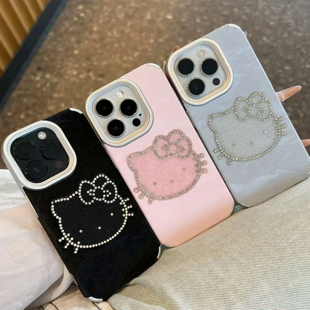 SMBLCE闪钻kitty贴片雪山纹适用苹果17/16手机壳华为vivo小米oppo