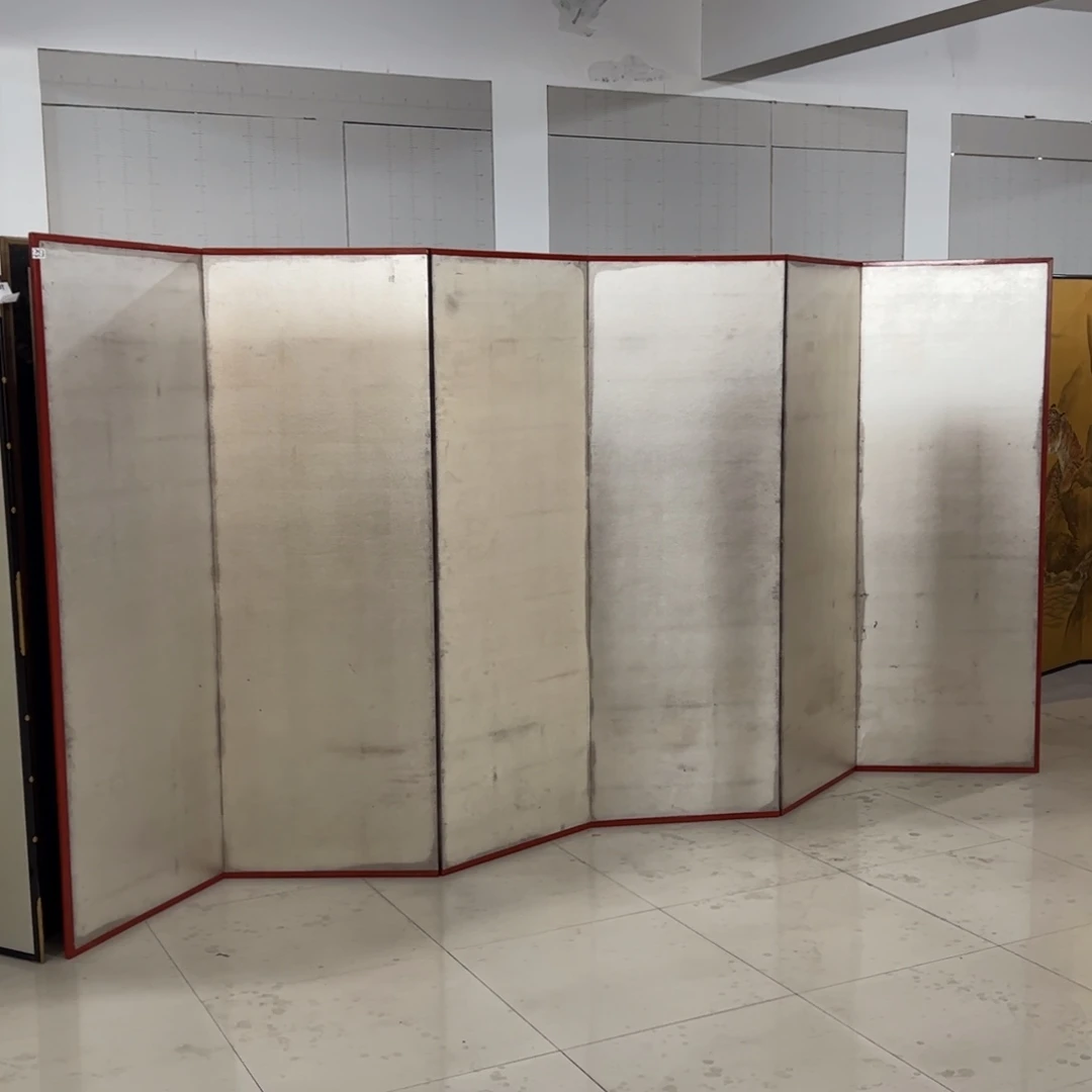 绘画银箔屏风框画茶空间设计