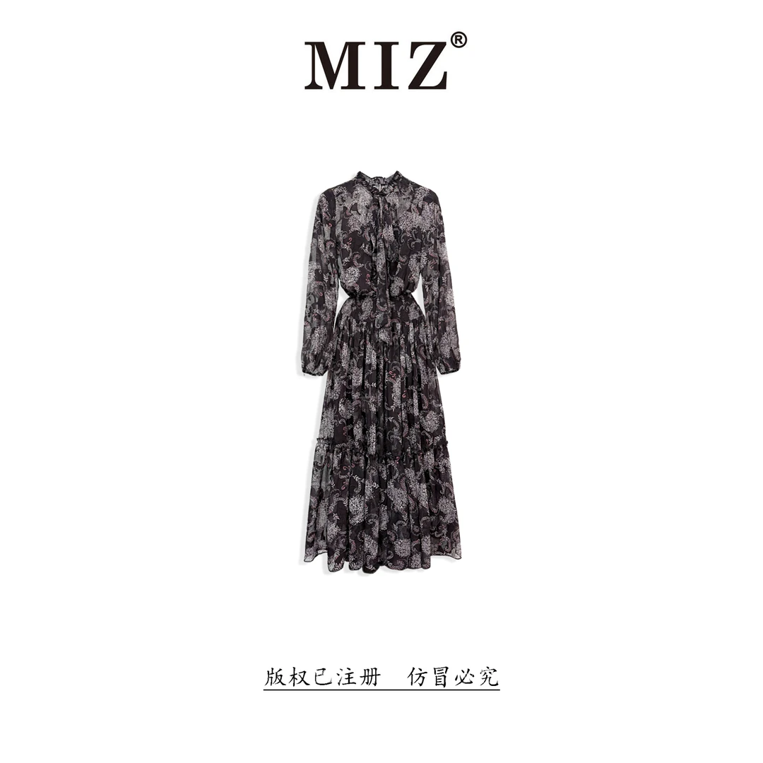 2025年秋装新款收腰碎花复古优雅气质轻奢修身连衣裙2530051