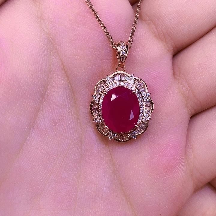 银S925镶嵌颈饰红宝石