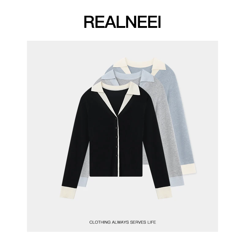 REALNEEI【层次美学】绵眻毛春款气质长袖休闲百搭开衫01081