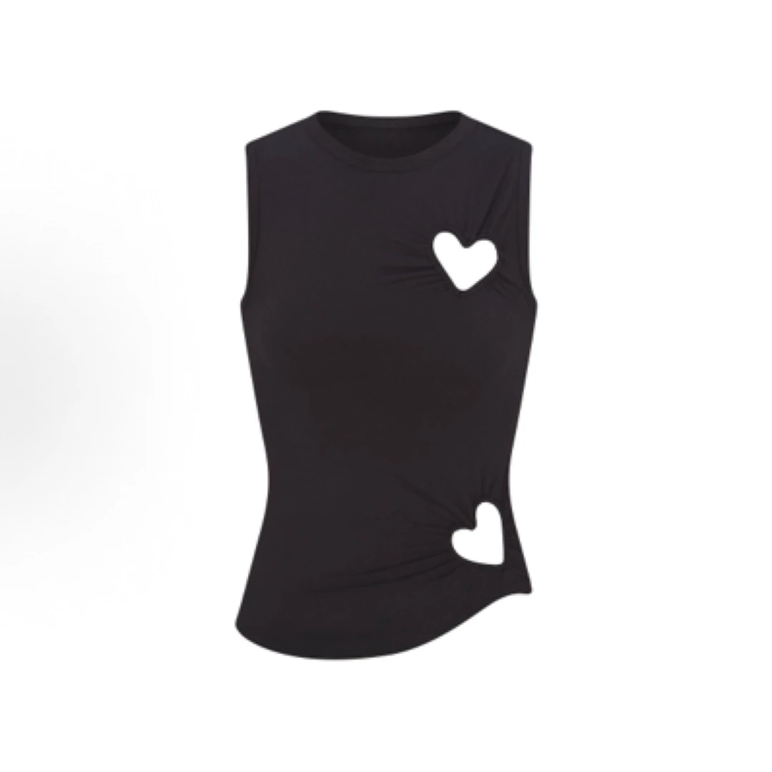 SKIMS SS25 COTTON JERSEY HEART TANK 镂空褶皱圆领套头无袖背心