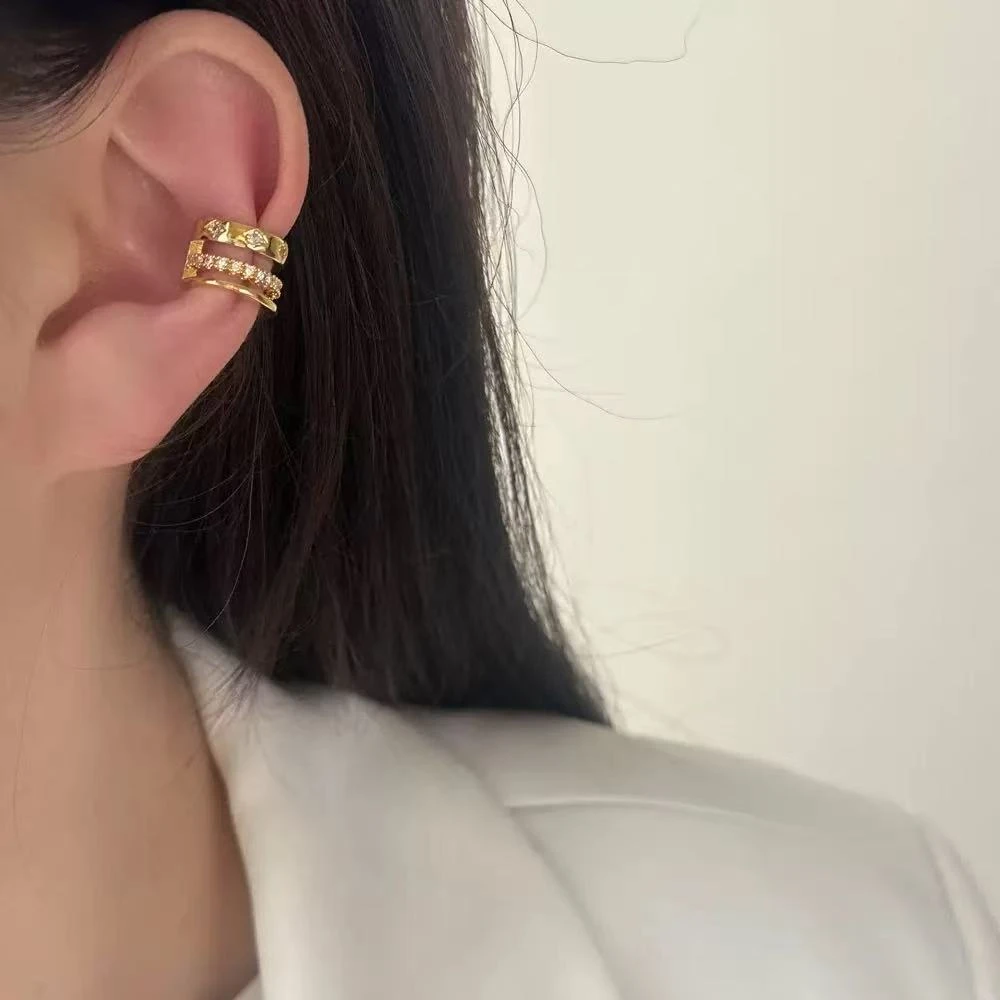 纯铜耳饰 韩系多层设计感小众百搭镶锆耳骨夹轻奢高级感简约时尚