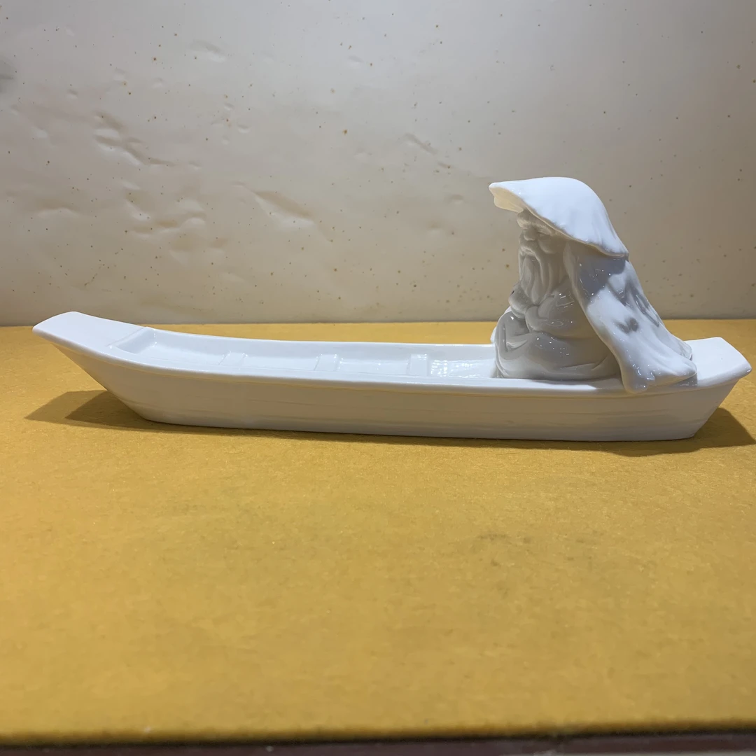 德化白瓷手工陶瓷寒江独钓工艺品雕塑