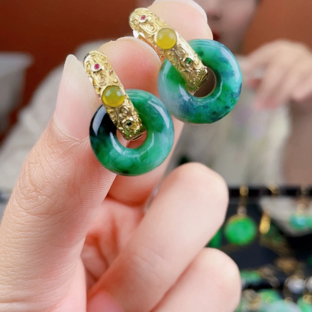 翡翠未镶嵌耳饰饰品