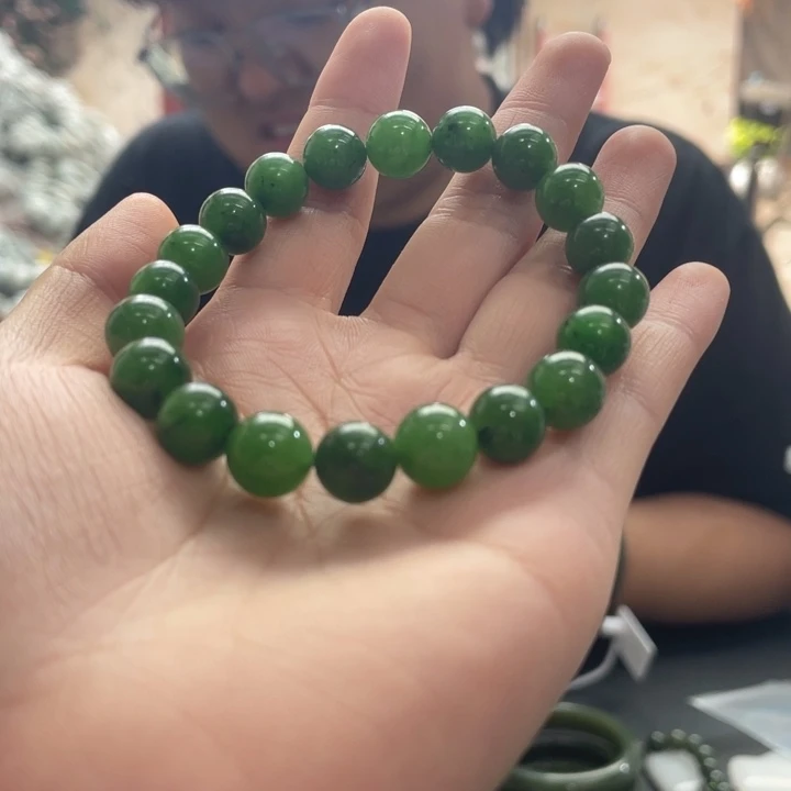 手串未镶嵌和田玉碧玉辣绿色手串