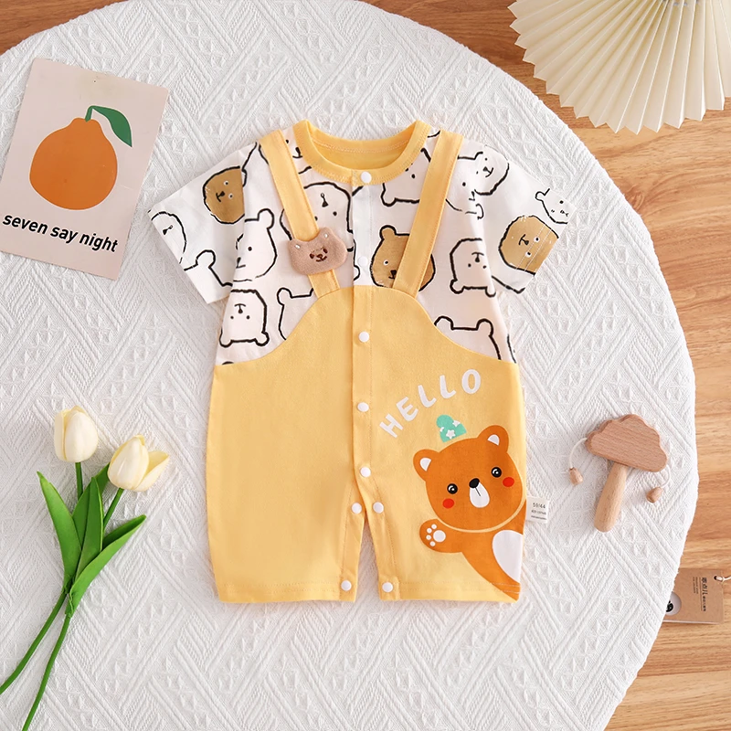 婴儿短袖连体衣夏季卡通宝宝衣服新生儿夏天空调婴儿短袖哈衣