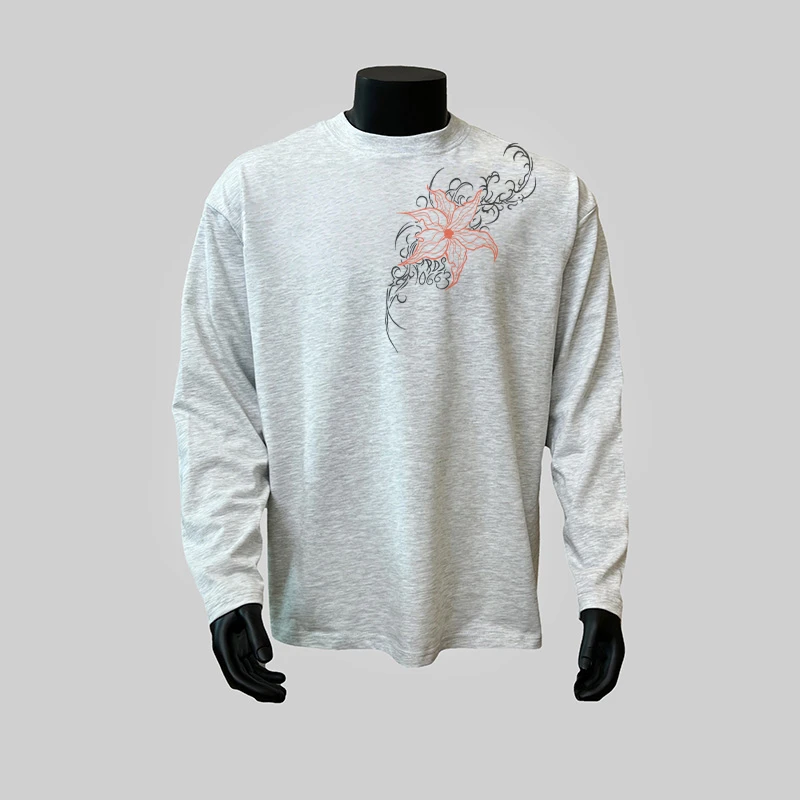 300克重磅！高级感长袖t恤复古显瘦印花学生上衣美式时尚情侣百搭