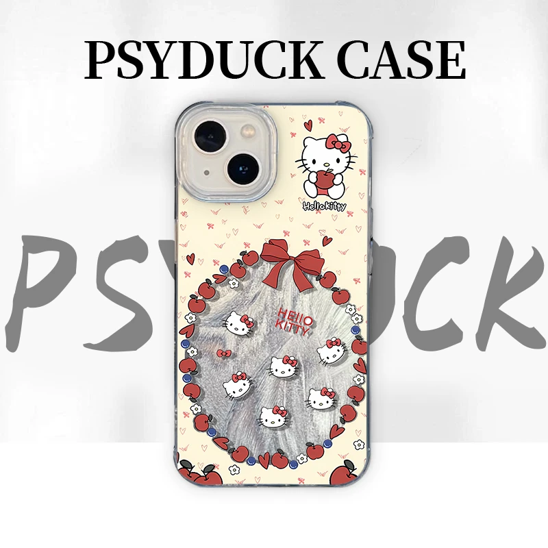 适用苹果华为一加小米蝴蝶结凯蒂猫IMD羽纱卡通动漫防摔手机壳