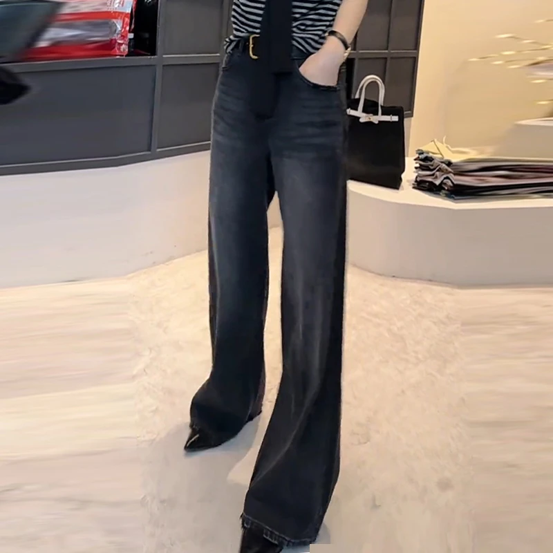 高级感水洗牛仔裤女士2025秋季新款休闲简约通勤显瘦百搭时尚裤子