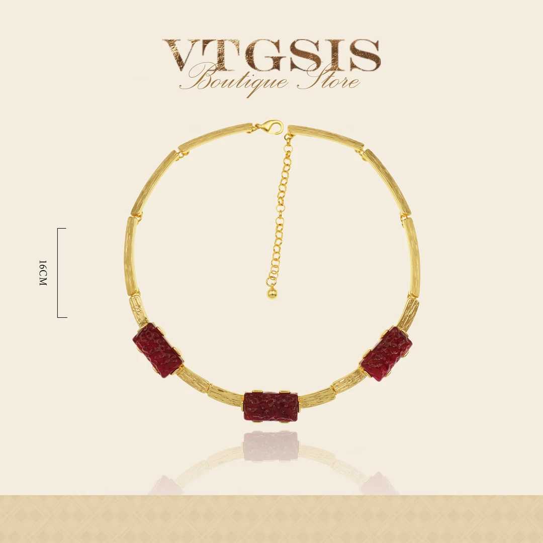 VTGSIS 合金琉璃项链 31043红色果冻链条项链新年时尚轻奢锁骨链