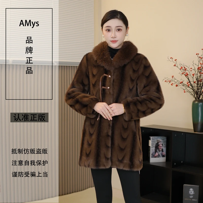 进口北极貂【正品·皮草】贵气貂毛女装冬款中长款中老年女士冬装
