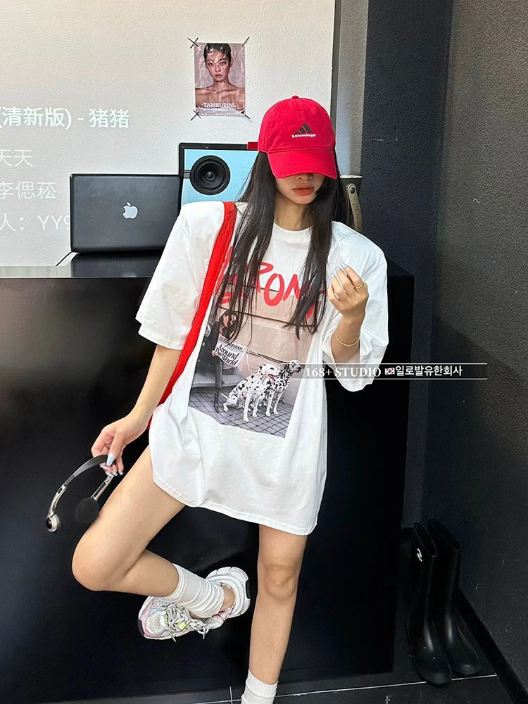 （韵宝定制）2025新工艺烫图报纸狗T带垫肩大版大件