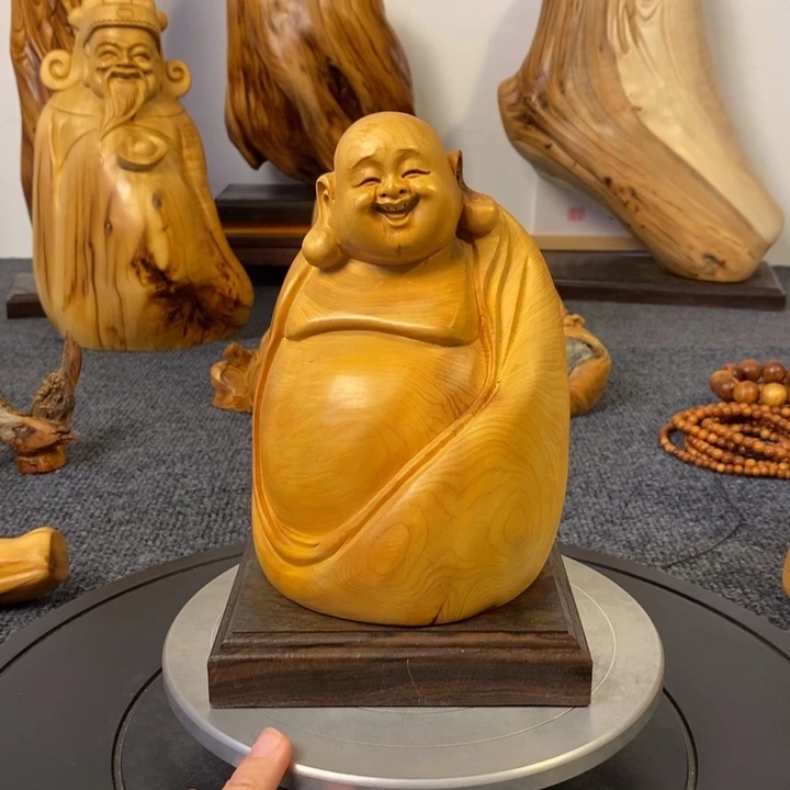 柏木（崖柏）崖柏弥勒佛摆件根雕工艺品