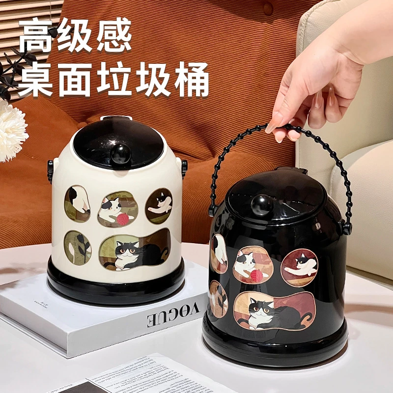 垃圾桶迷你中古风办公室桌上垃圾桶家用卧室饰品收纳卫生间垃圾桶
